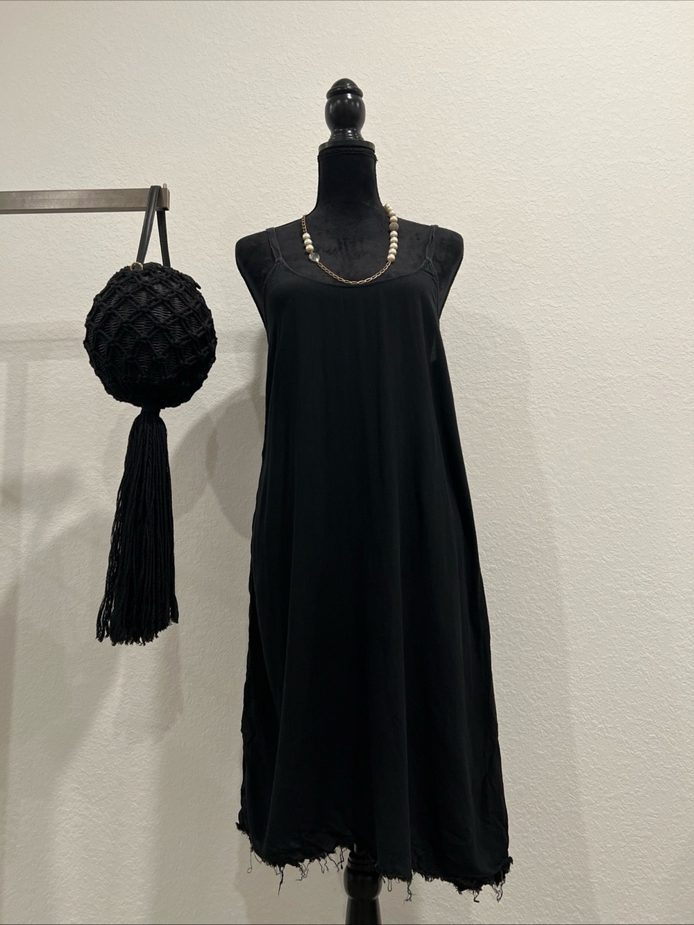 Raquel Allegra Black Sleeveless A-Line Dress